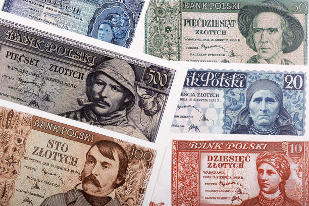 istock Old Polish Zloty, a business background 1165663695
