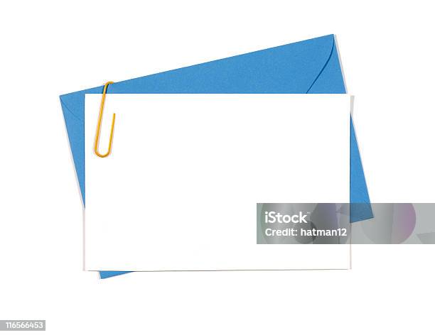 Photo libre de droit de Blank Message Ou Une Invitation Carte Avec Enveloppe Bleu banque d'images et plus d'images libres de droit de Invitation