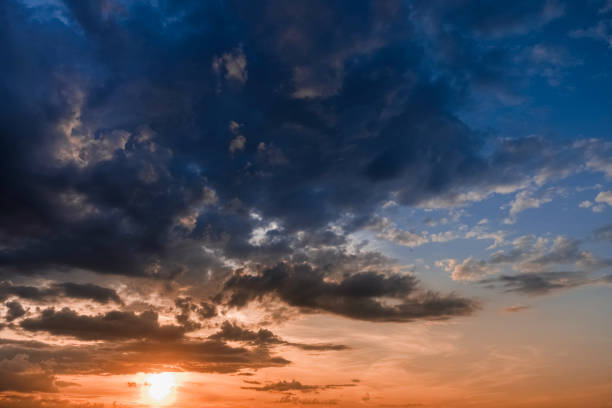 istock Bright colorful sunset, yellow blue and red tones. 1165666814