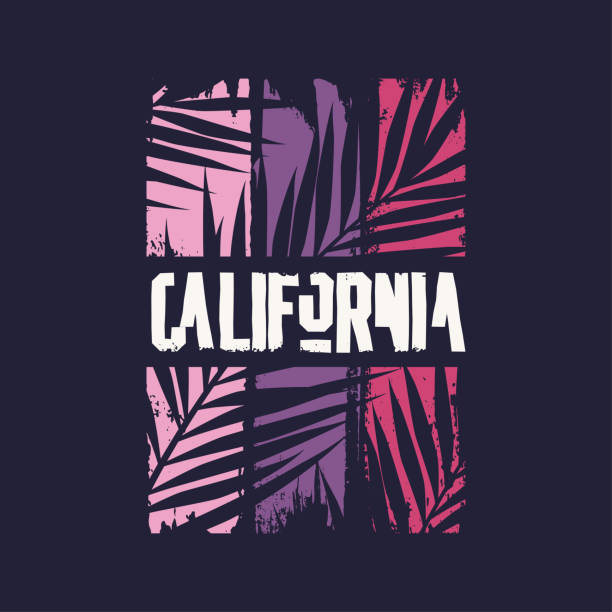 ilustrações de stock, clip art, desenhos animados e ícones de graphic t-shirt design on the topic of california. vector illustration - letter t tree typescript alphabet