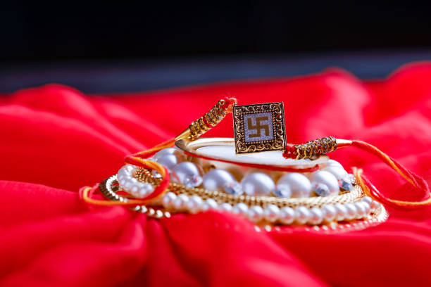 istock Raksha bandhan,rakhi with on red background 1165677918