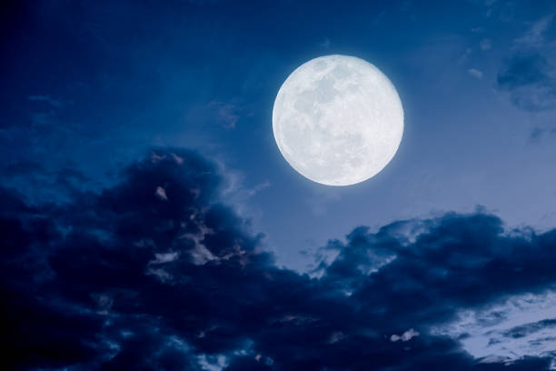 Full Moon night with cloud stock photo