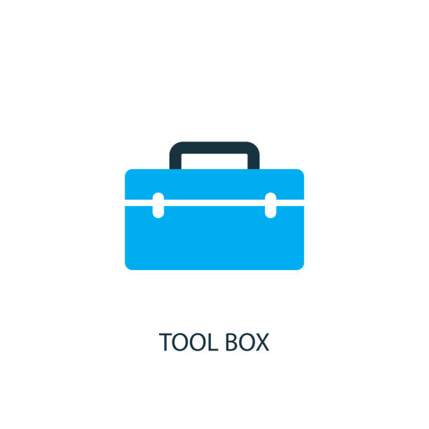 ilustraciones, imágenes clip art, dibujos animados e iconos de stock de icono del cuadro de herramientas. ilustración del elemento de logotipo - tool box