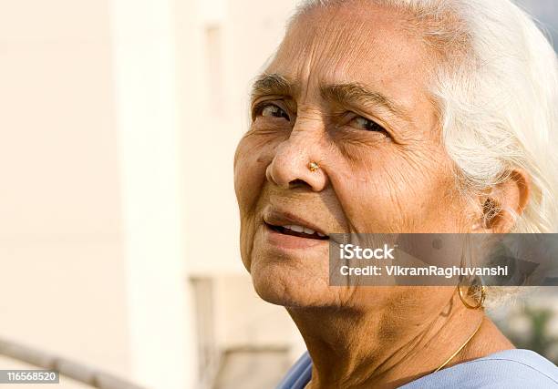 Foto de Retrato De Ar Livre Sênior Mulher Alegre Asiáticos Indianos Lady Feminino e mais fotos de stock de 70 anos