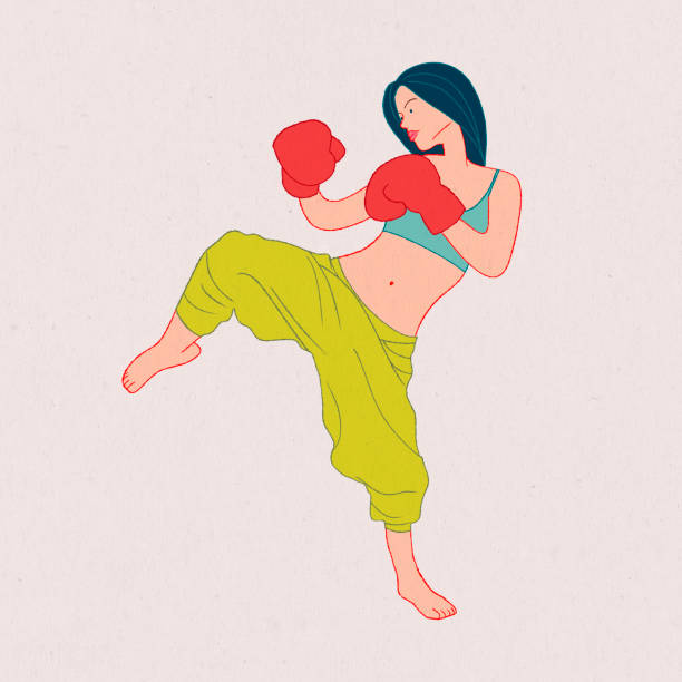 ilustrações, clipart, desenhos animados e ícones de mulher faz caber boxe - bucci