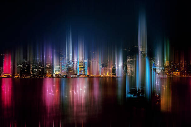 istock Vertical motion blur Hong Kong City background 1165686721