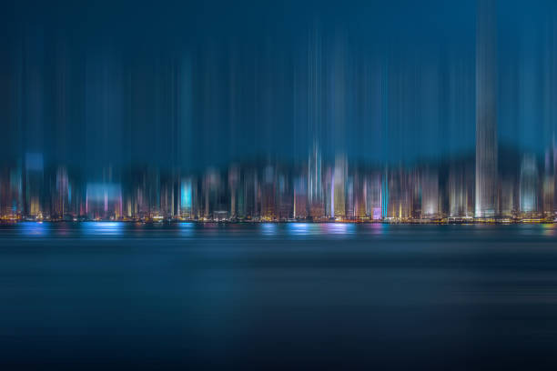istock Vertical motion blur Hong Kong City background 1165686726
