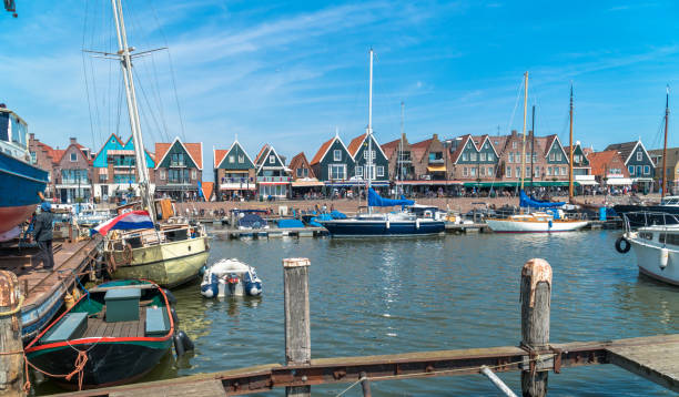 General view of the Volendam Marina, Netherlands stock photo