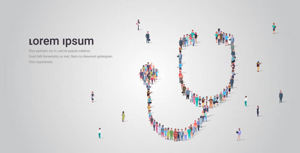 big people crowd standing together in shape of stethoscope sign different occupation employees group medicine healthcare concept full length copy space horizontal big people crowd standing together in shape of stethoscope sign different occupation employees group medicine healthcare concept full length copy space horizontal vector illustration healthcare and medicine business hospital variation stock illustrations