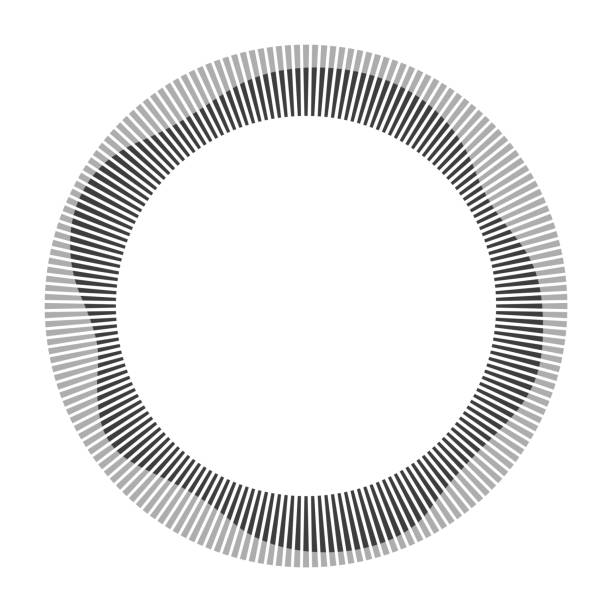 ramka kołowa. okrągły kształt. promieniowe czarne cząstki koncentryczne. ilustracja wektorowa. - ray trace stock illustrations