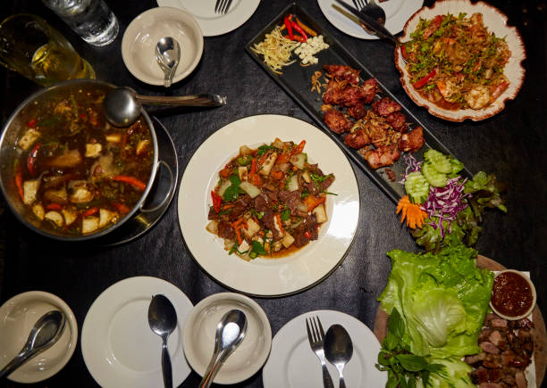 istock Top view of spicy Thai food group 1165698291