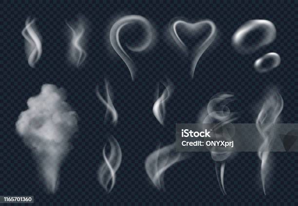 スチームリアルタバコの煙蒸し雲から分離されたホットフードベクトルから - 煙のベクターアート素材や画像を多数ご用意 - 煙, 蒸気, コーヒー