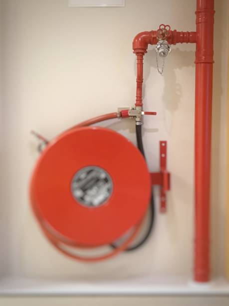 istock fire extinguishers on the wall at the hospital for security 1165702822