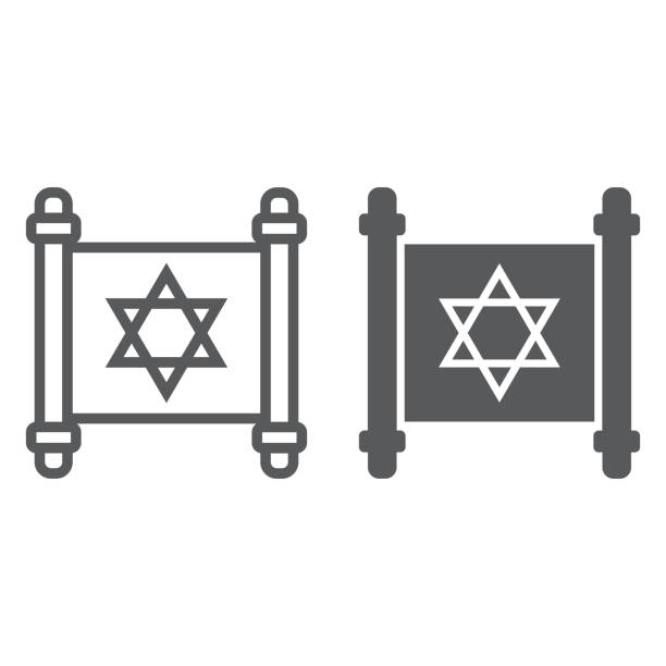 istock Jewish torah line and glyph icon, israel and paper, scroll sign, vector graphics, a linear pattern on a white background. 1165702939