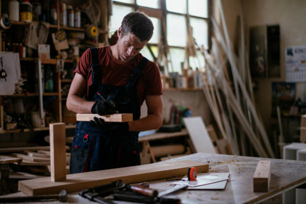 istock Carpenter at work stock photo 1165703299