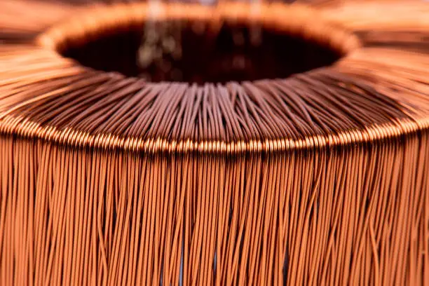 Macro of electrical copper coil transformer
