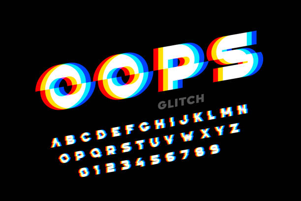 glitch-stil schriftdesign - glitch bildtechnik stock-grafiken, -clipart, -cartoons und -symbole