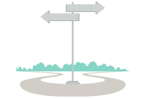 ilustrações de stock, clip art, desenhos animados e ícones de paths and decisions at work - arrow sign direction confusion ideas