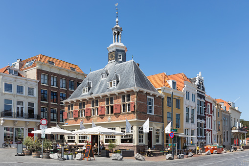 Vlissingen, The Netherlands - June 28, 2019: Brasserie located in old Dutch medieval building
