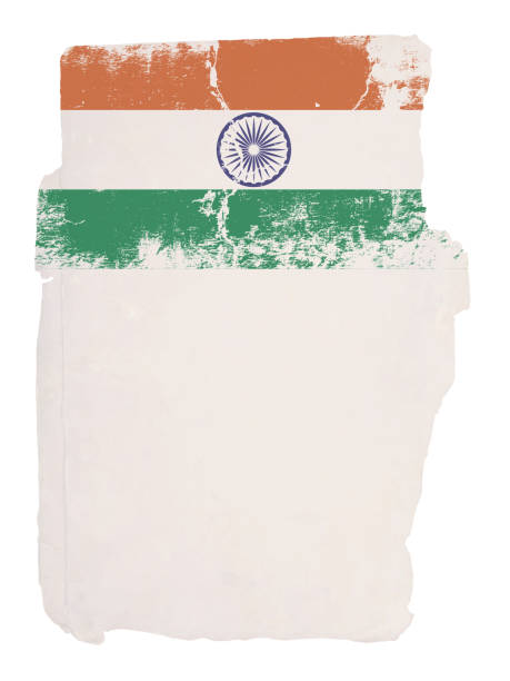 istock Tricolor postcard - A grunge vertical vector illustration of Indian National Flag, three colored horizontal bands of saffron or orange, white and green colors, over white background 1165710497