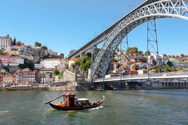 Oporto Luis I Bridge by Gustav Eiffel from 1886 withe Two trays