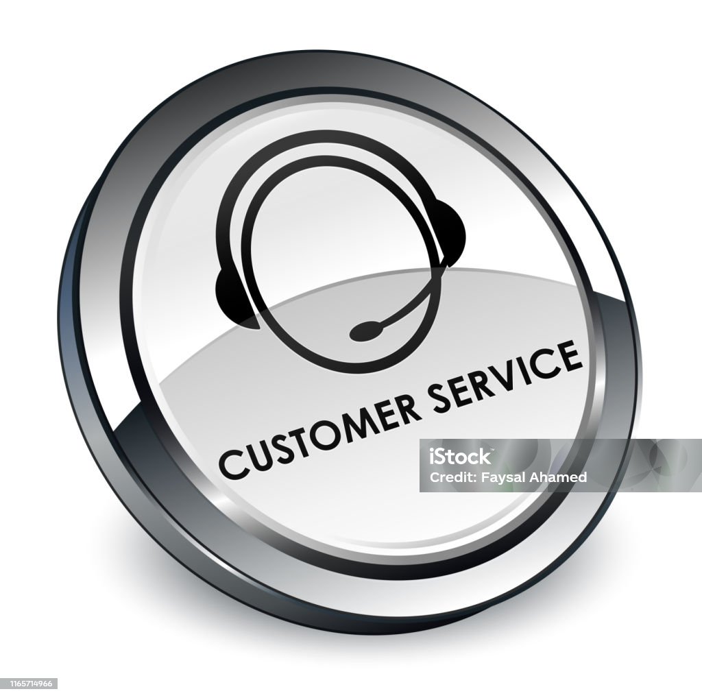 Button. Customer Customer Service 3d White Round Button Stock Illustration - Download ...