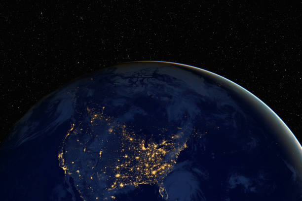 istock Planet Earth during the night against dark starry sky background, elements of this image furnished by NASA 1165717241