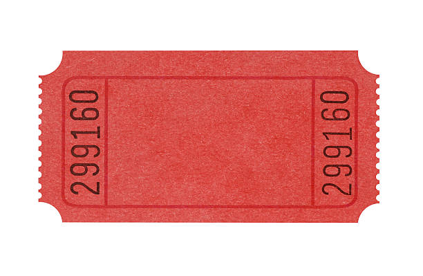 Blank red admission ticket Blank red admission or raffle ticket isolated against white.  Alternative version of pair of tickets shown below: box office photos stock pictures, royalty-free photos & images