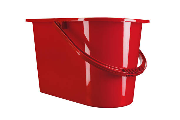 istock Red mop bucket isolated on white background. 1165718783