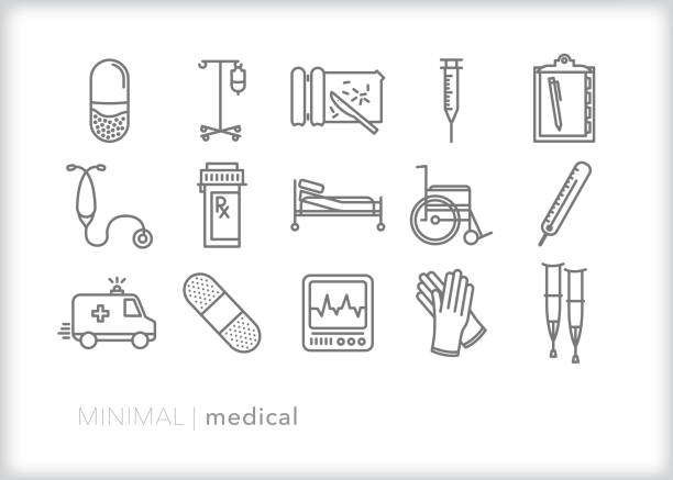 zestaw ikon linii medycznej i szpitalu - emergency room illustrations stock illustrations