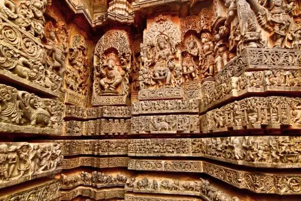 The Hoysaleshwara Temple in Halebeedu is a Hindu temple in Karnataka, India. The exterior of the temple is an exhibition of stone carving, all depicting stories of Hindu mythology. What make this even more special is that these carvings have been subjected to rain and sunshine for 800 years now but still retain the beauty.