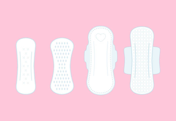 illustrations, cliparts, dessins animés et icônes de ensemble de différentes serviettes hygiéniques - sanitary