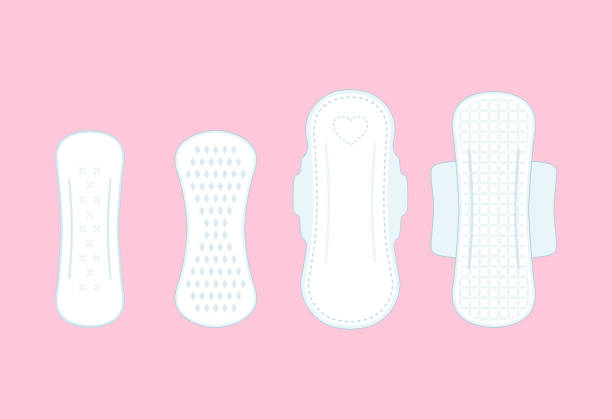 illustrazioni stock, clip art, cartoni animati e icone di tendenza di set di diversi tovaglioli sanitari - sanitary napkin