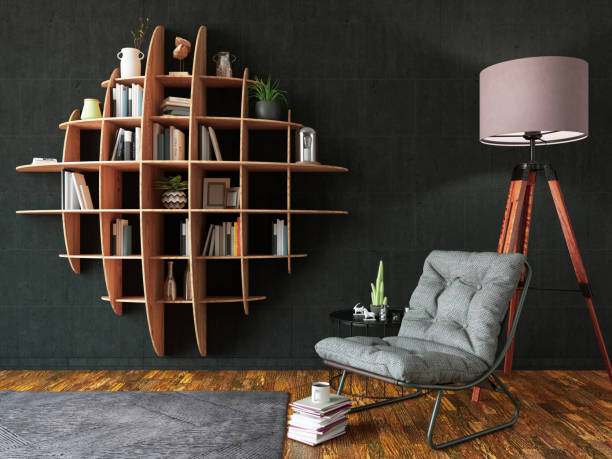 istock Creative Bookshelf Design with Armchair 1165733972