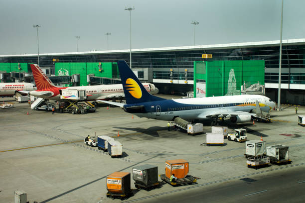 Indira Gandhi International Airport at Delhi city on March 24, 2019 in New Delhi, India stock photo