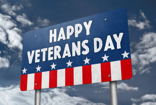 istock HAPPY VETERANS DAY - traffic sign message 1165737211