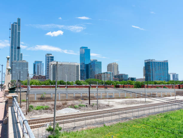 istock Train Tracks in front of the South Loop Skyline in Chicago 1165741571