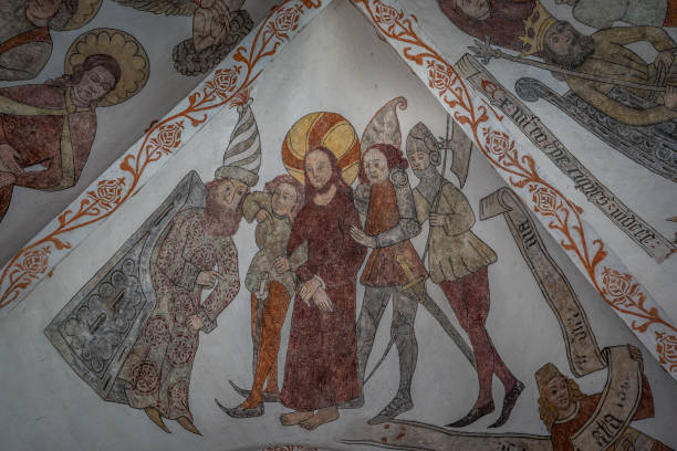 istock Trial and execution of Jesus, a wall-painting 1165741645