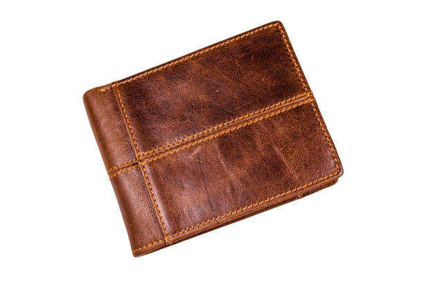 istock Closed brown leather wallet isolated on a white background 1165742446