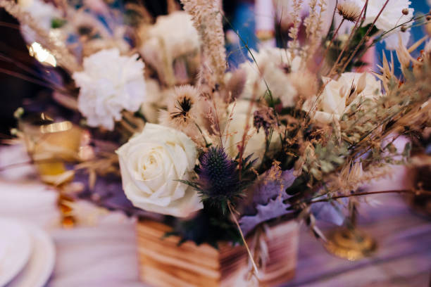 istock Wedding asymmetrical stylish bouquet with roses.- Image 1165745363