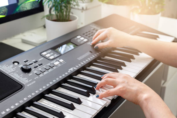 istock Woman playing on synthesizer 1165753526