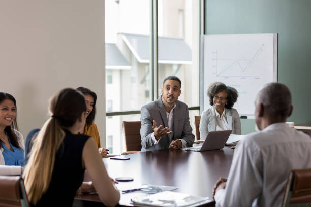 istock Businessman makes a point during meeting 1165754938