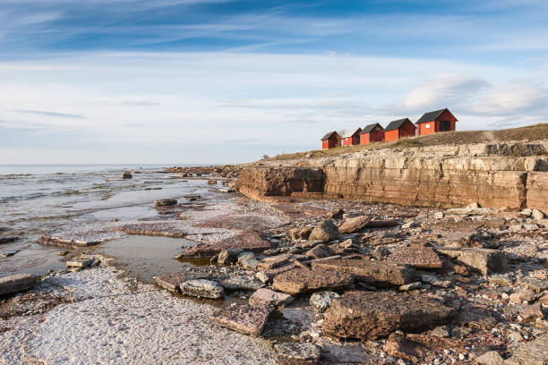 wooden houses of a fishing village on Gotland island, Sweden, Scandinavia, Europe