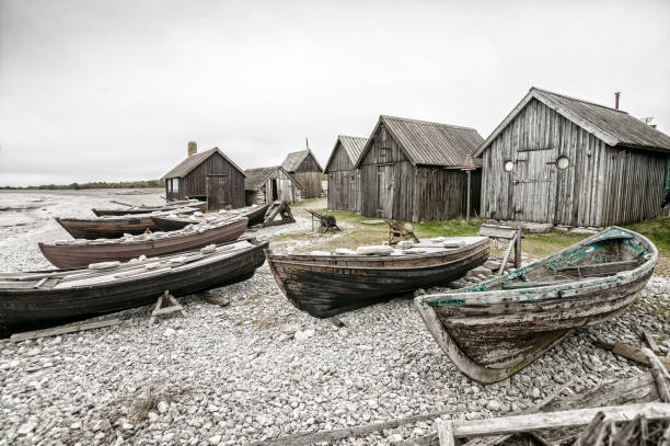 wooden houses of a fishing village on Gotland island, Sweden, Scandinavia, Europe