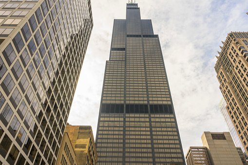 Chicago,IL,USA - April 24,2018 : The view of The Willis Tower (formerly Sears Tower) in Chicago,USA on April 24,2018.