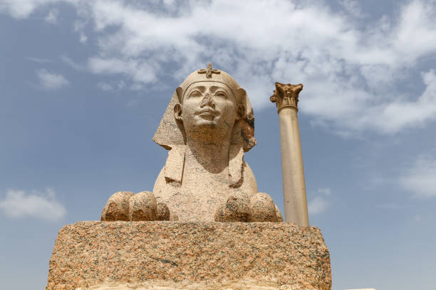 Pompey Pillar and Sphinx in Alexandria City, Egypt