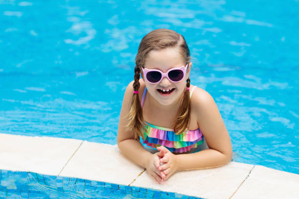istock Child in swimming pool. Summer vacation with kids. 1165762467