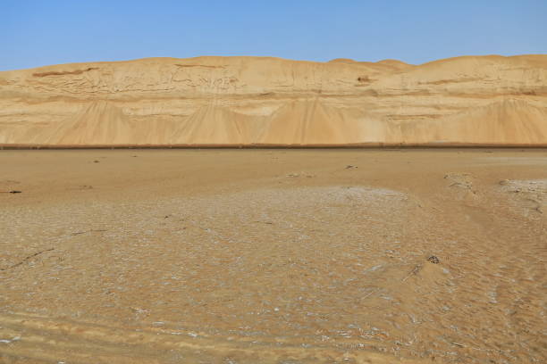 dry bed keriya river flowing n.into the taklamakan desert. xinjiang-china-0354 - sandscape imagens e fotografias de stock