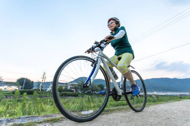 Senior woman enjoying cycling