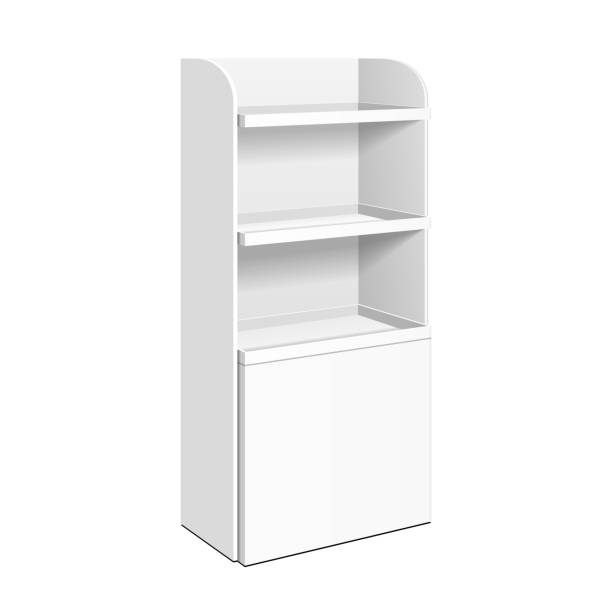 istock Cardboard Retail Shelves Floor Display Rack For Supermarket Blank Empty. Mock Up. 3D On White Background Isolated. Ready For Your Design. Product Advertising. Vector EPS10 1165776789
